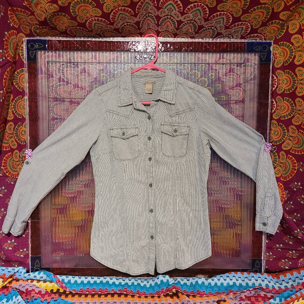 LAST CHANCE Ruff Hewn Vertical Striped Button Up